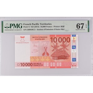 French Pacific Territories 10000 Francs 2014 PMG 67