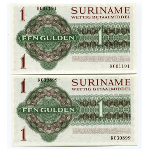 Suriname Pair of 1 Gulden 1974