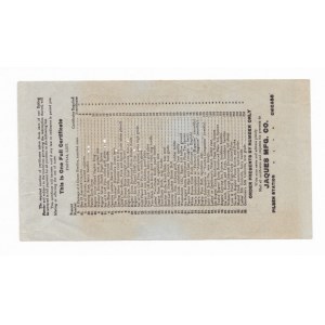 United States Chicago Jaques Mfg. Co Certificate 1 Cent 1917