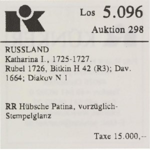 Russia 1 Rouble 1726 NOVODEL R3 NGC UNC