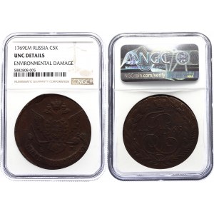 Russia 5 Kopeks 1769 EM NGC UNC R!