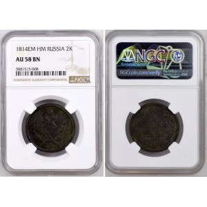 Russia 2 Kopeks 1814 ЕМ НМ NGC AU58
