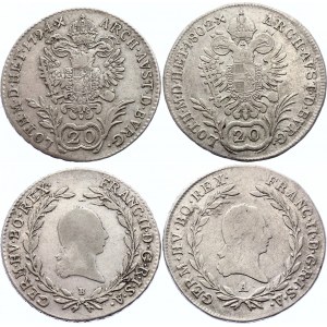 Austria 2 x 20 Kreuzer 1794 B & 1802 A
