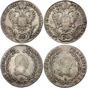 Austria 2 x 20 Kreuzer 1811 A & B