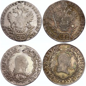 Austria 2 x 20 Kreuzer 1821 E & 1823 A