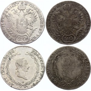 Austria 2 x 20 Kreuzer 1827 E & 1828 B