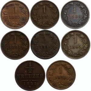 Austria Lot of 8 Coins 1851 - 1891