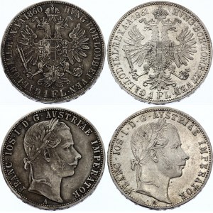 Austria 2 x 1 Florin 1860 & 1861 A - Wien