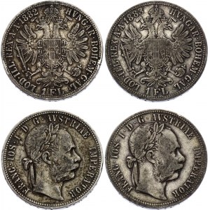 Austria 2 X 1 Florin 1882 & 1883