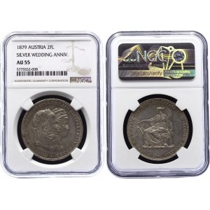 Austria 2 Gulden 1879 NGC AU 55