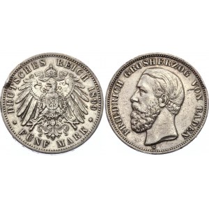Germany - Empire Baden 5 Mark 1899 G