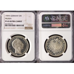 Germany - Empire Prussia 3 Mark 1909 A PROOF NGC PF 65 ULTRA CAMEO
