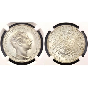 Germany - Empire Prussia 3 Mark 1909 A PROOF NGC PF 65 ULTRA CAMEO