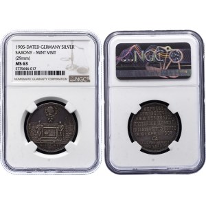 Germany - Empire Saxony 2 Mark 1905 Mint Visit NGC MS63