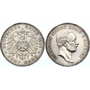 Germany - Empire Saxony 5 Mark 1914 E