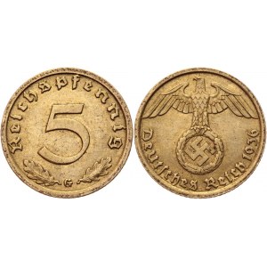Germany - Third Reich 5 Pfennig 1936 G Key Date