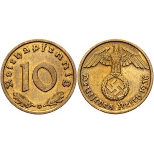 Germany - Third Reich 10 Pfennig 1936 G Key Date