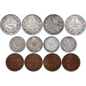 Bulgaria Lot of 12 Coins with Silver 1912-13