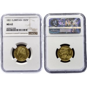 Great Britain 1 Sovereign 1821 NGC MS 62
