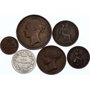 Great Britain Lot of 6 Coins 1841-86
