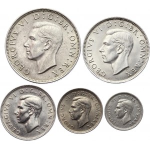 Great Britain Lot of 5 Silver Coins 1938-46