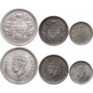 British India 1/4 - 1/2 - 1 Rupee 1942 -44
