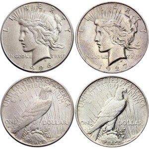 United States 2 x Peace Dollar 1926 - 1927