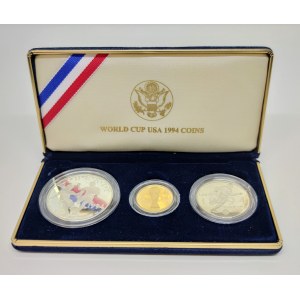 United States Fifa World Cup 3 Coins Set with 5 Gold Dollars 1994 S Original Box & Certificate