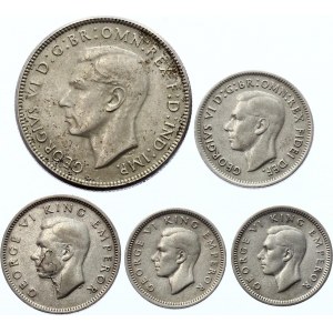 Australia - New Zeland Lot of 5 Silver Coins 1939 -51