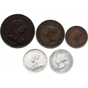 Ceylon Lot of 5 Coins with Silver 1815 -1925