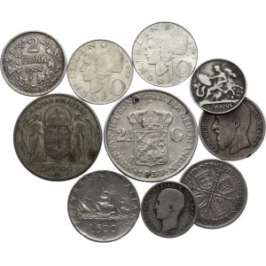 Europe Lot of 10 Silver Coins 1867 - 1972