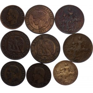France Lot of 9 Coins