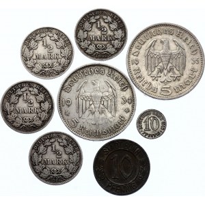 Germany - Empire Lot of 8 Coins 1906 - 1935