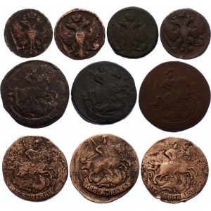 Russia Lot of 10 Coins 1744 -1789