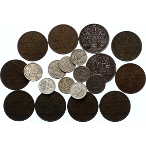 Sweden Lot of 19 Coins with Silver