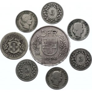 Switzerland Lot of 8 Coins 1850 - 1954