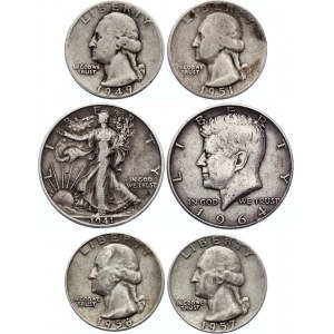 United States Lot of 6 Coins 1941 - 1964