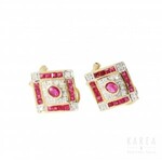 A pair of Art Déco style lozenge shaped earrings