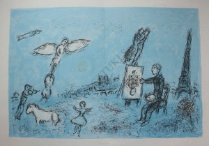 Marc Chagall (1887-1985), Malarz i jego sobowtór(„Derriere le Mirroir” no.246, 1981, Mourlot #992)