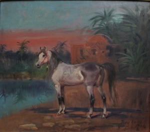 Jerzy Kossak (1886-1955), Koń na tle oazy (1941)