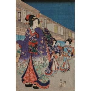 Utagawa Kunisada (1786-1864), Wieczór w Edo-tryptyk