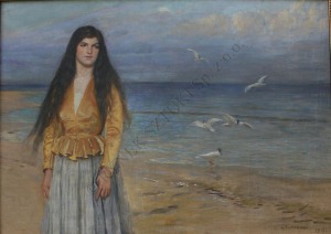 Antoni Piotrowski (1853-1924), Kobieta na tle morza (1917)