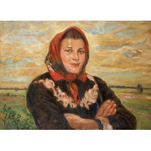 Wincenty Wodzinowski (1866 Igołomnia k. Miechowa - 1940 Kraków), Dziewczyna w czerwonej huście na główie