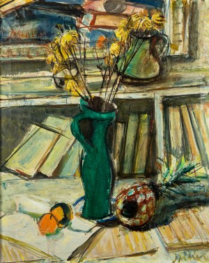 Zygmunt Menkes (1896 Lwów - 1986 Riverdale), Kwiaty w zielonym wazonie