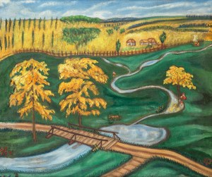Zofia Schomberg-Szymberska (1884 Warszawa - 1943 Aix-les-Bains), Pejzaż z Wierzbian, 1930-40 r.