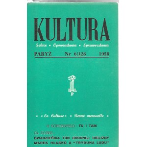 KULTURA Szkice, Opowiadania, Sprawozdania Nr.6/128 1958 HŁASKO