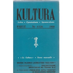 KULTURA Szkice, Opowiadania, Sprawozdania Nr.4/126 1958 HŁASKO