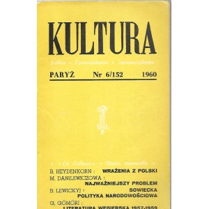 KULTURA Szkice, Opowiadania, Sprawozdania Nr.6/152 1960 MIŁOSZ WIERSZE
