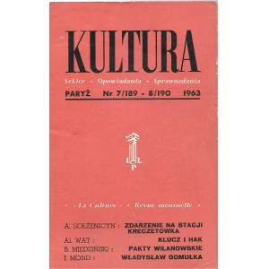 KULTURA Szkice, Opowiadania, Sprawozdania Nr.8/190 1963 GOMBROWICZ SOŁŻENICYN