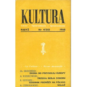 KULTURA Szkice, Opowiadania, Sprawozdania Nr.4/210 1965
